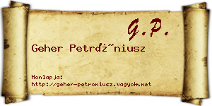 Geher Petróniusz névjegykártya
